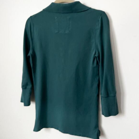 American Eagle AE Eagle Polo Teal Womens Large 3/4 Sleeve Y2K Fitted - Picture 6 of 11